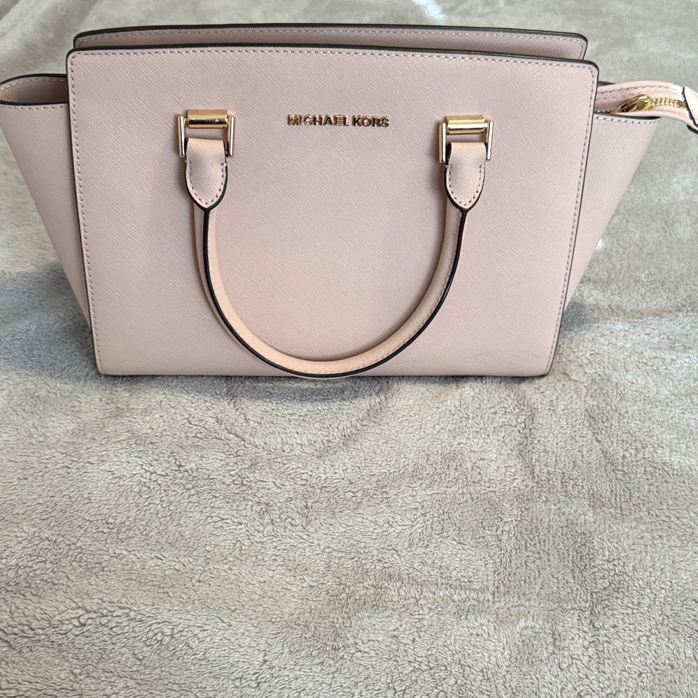 Michael Kors Selma Light Pink Satchel with Gold Accents